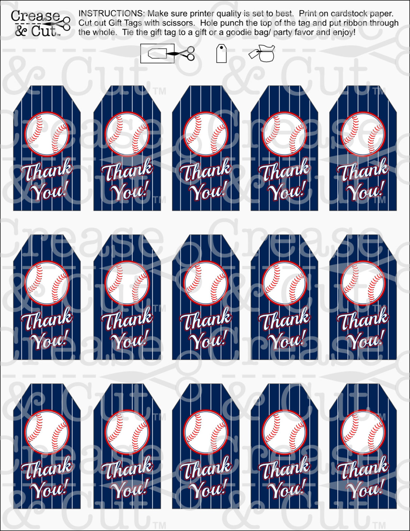 DIY Baseball Gift Tags for Goodie Bags Party Favors Treat Bags Etsy