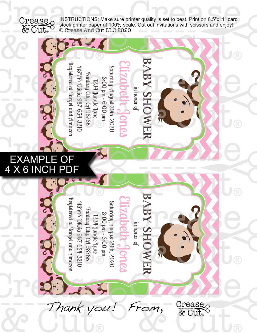 Free Printable Monkey Baby Shower Invitations