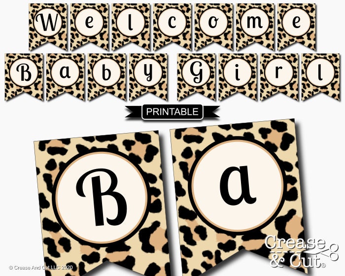 Printable Leopard Print Baby Shower Decorations Banner Garland Etsy