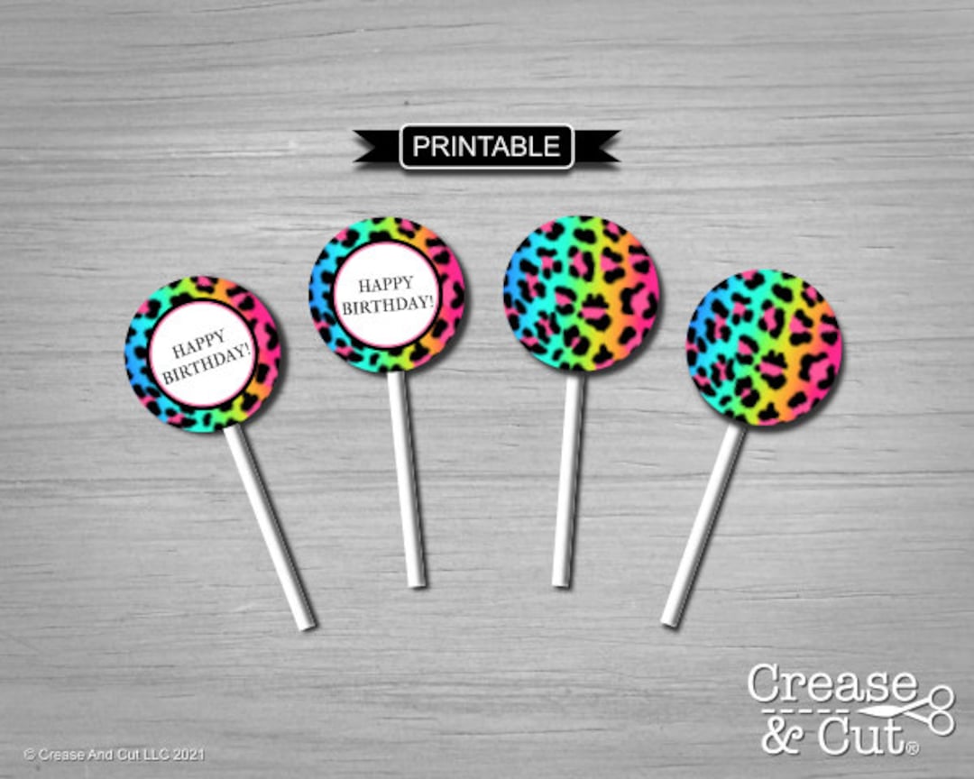 Rainbow Leopard Print Cupcake Toppers Printable Digital PDF Instant rainbow-leopard-print-cupcake-toppers-printable-digital-pdf-instant