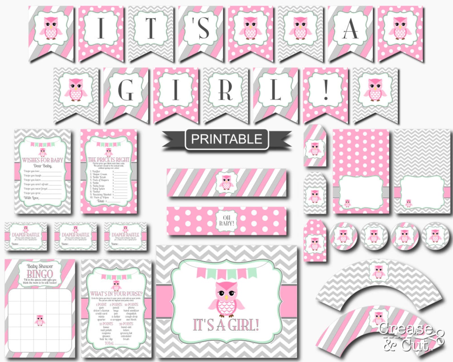 Printable Owl Baby Shower Decorations and Games Package - Etsy