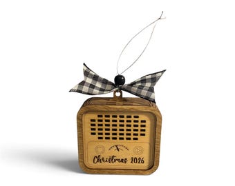 Recordable Christmas Ornament, 3+ minutes of recording time, Antique Radio Design, Personalization Available