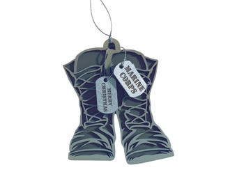 Combat Boots Christmas Ornament, USMC, Army, Air Force, Navy & more