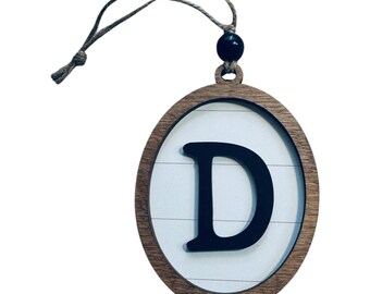 Farmhouse Style Oval Initial Ornament, Personalization Available