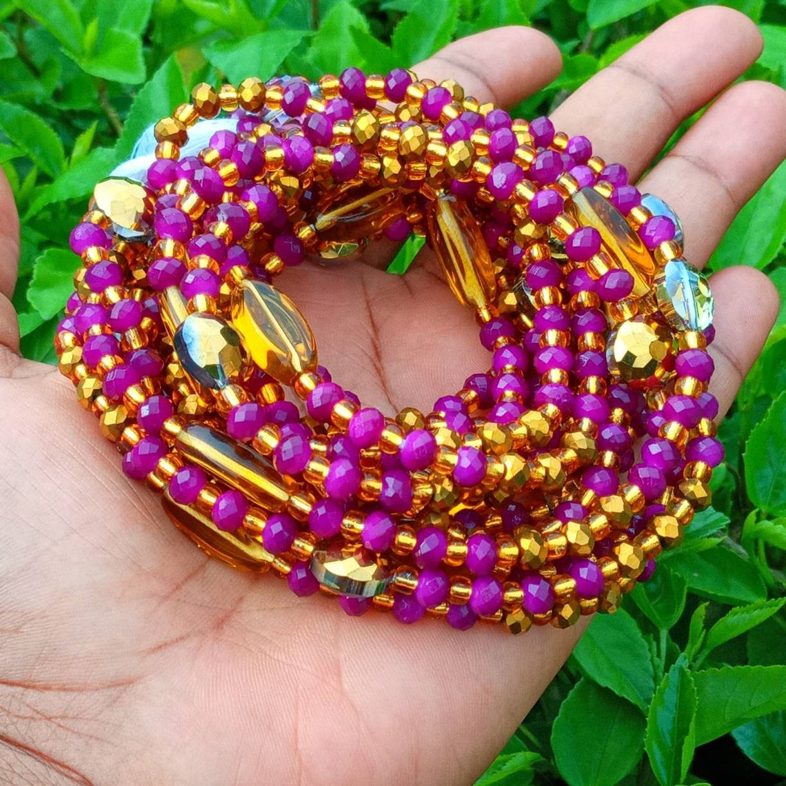 Bright purple crystal waist beads-African waist beads waist | Etsy