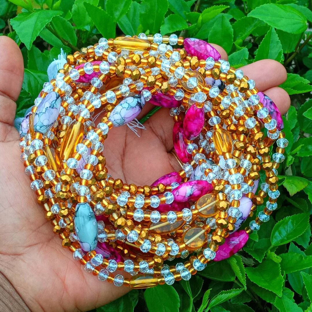 Purple Crystal Waist Beadsghanaafrican Waist Beadsafrican Etsy