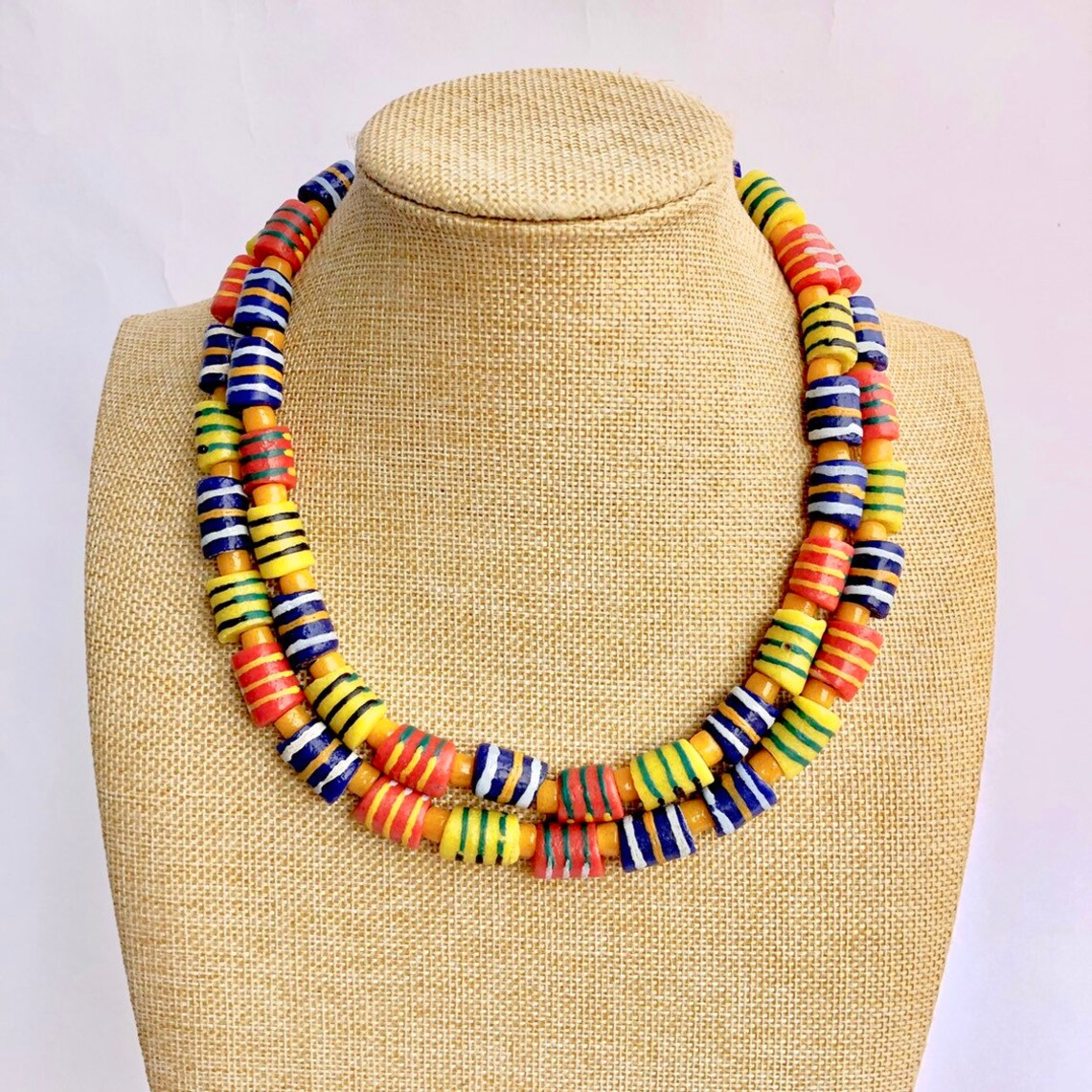 African Necklace glass Beadsghana Beadsafrican Jewelry Etsy
