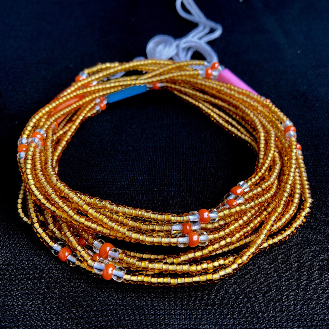 African Waist Beadsgold Waist Beads Ghana Waist Beadsglass Etsy