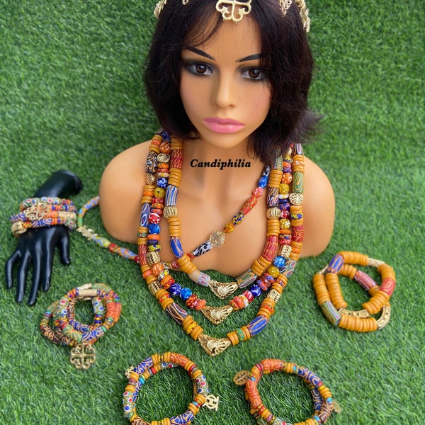 Custom African wedding jewelry set-Ghana bridal jewelry set-Ashanti wedding jewelry set-Afrocentric wedding-bridal shower set-Gift for her