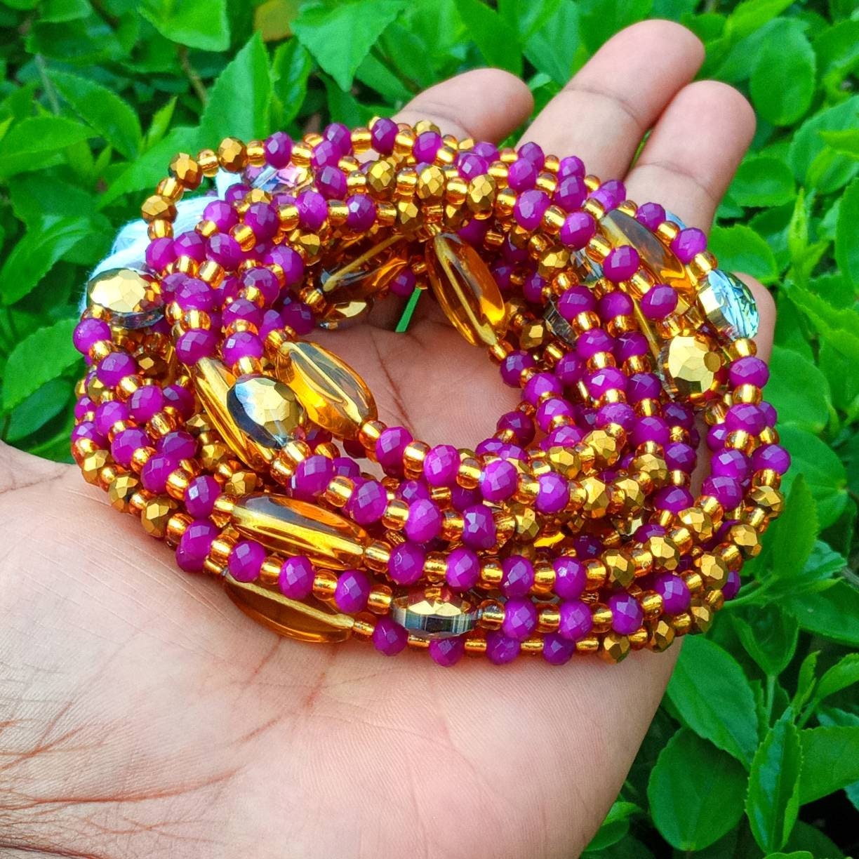 Bright Purple Crystal Waist Beadsafrican Waist Beads Waist Etsy