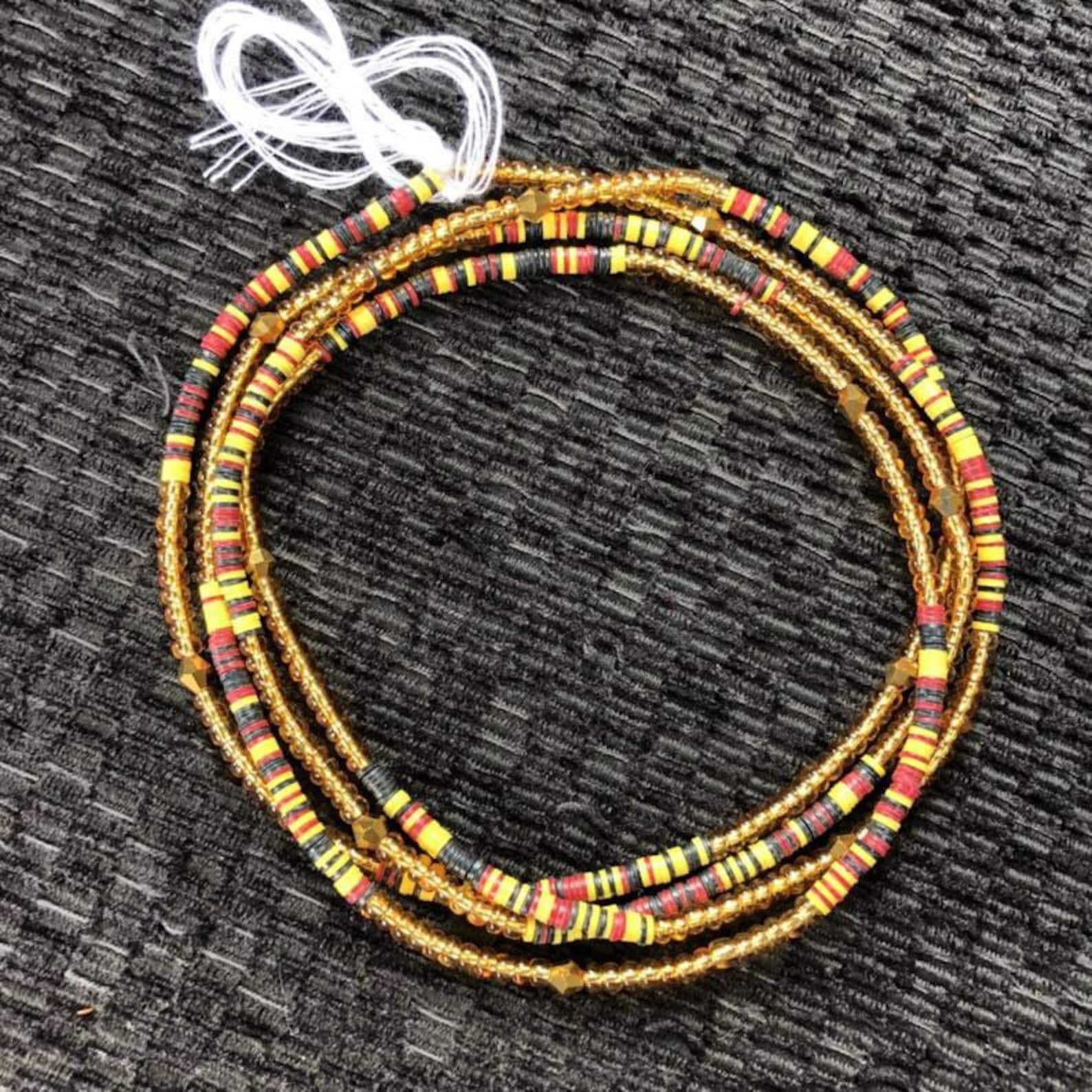 Chaîne De Perles De Taille Africaine - 8 Perles Colorées, élastique - Tailles 58 à 127 Cm - Bijou Corps Femme - 9
