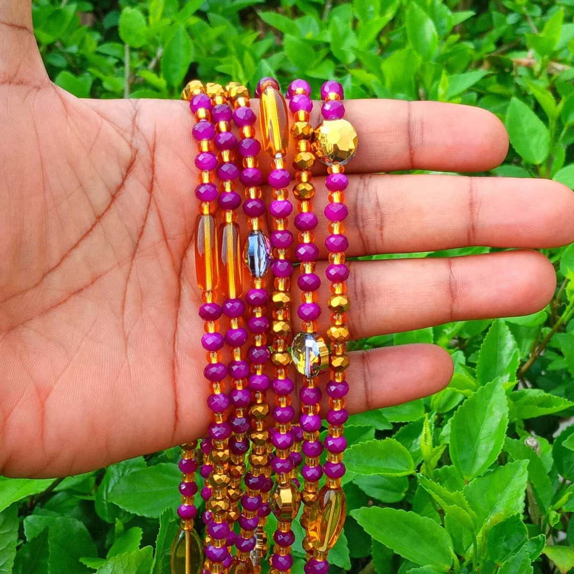 Bright purple crystal waist beadsAfrican waist beads waist Etsy