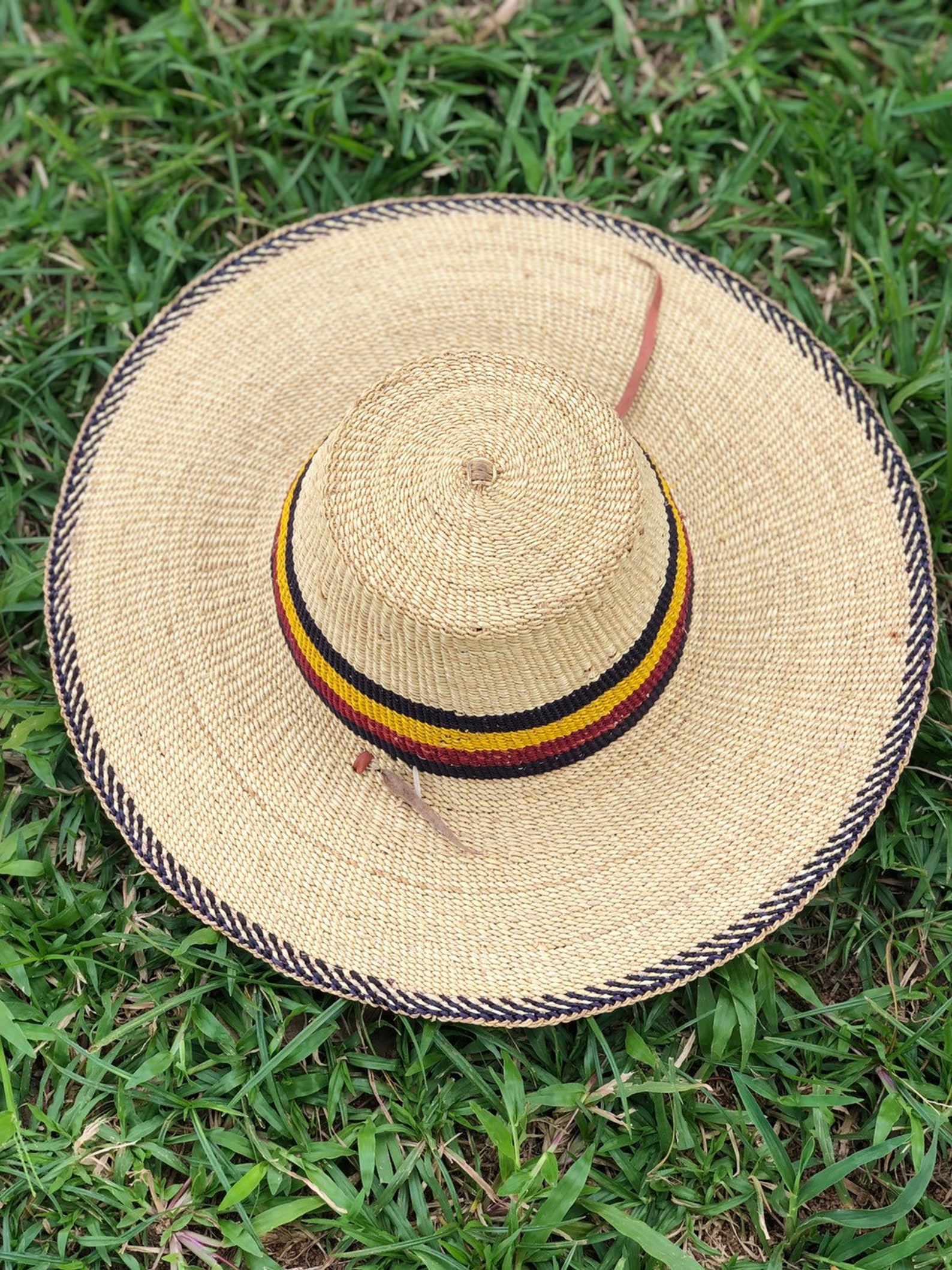 Wide Brim Hat Farmers Hat Straw Hat with Leather Etsy