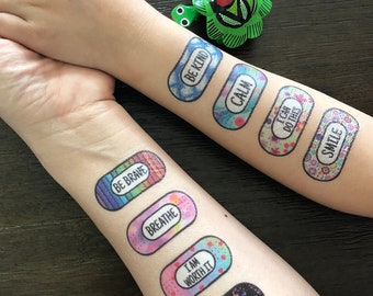 Temporäre Tattoos für Motivation, 16er Pack Jazzy, Happy Positive Note to Self Temporäre Tattoos, Self-Care, Weihnachtsgeschenk Teen