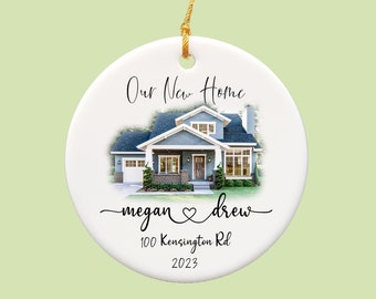 Personalized New Home Photo Ceramic Ornament, Housewarming Gift, Custom House Address Ornament, Home Ornament, Realtor Client Gift-[J-10]