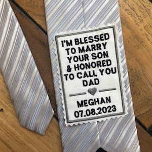 Father of the Groom Gift from the Bride,  Personalized Embroidered tie patch with sew-on or iron-on option