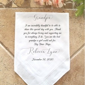 Grandpa Wedding gift, Wedding Handkerchief, Printed Wedding Hankies-Gift for Grandfather