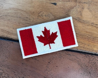 Naszywka haftowana z flagą Kanady: 8 cm x 4 cm, niestandardowy rozmiar, do prasowania