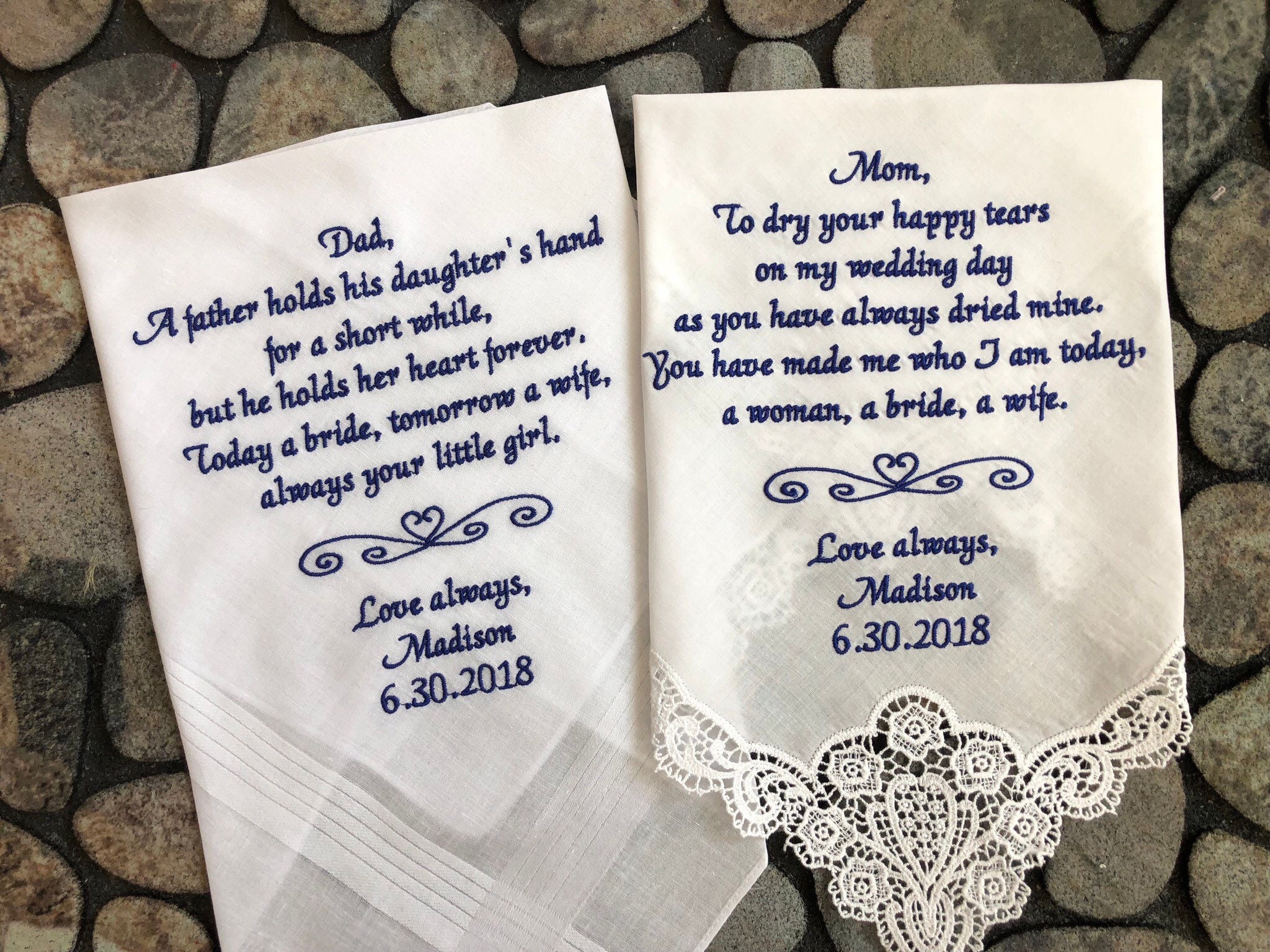 Personalised Embroidered Wedding Favour Handkerchief Bride Groom Doves Rings Personalised Embroidered Wedding Favour Handkerchief Bride Groom Doves Rings