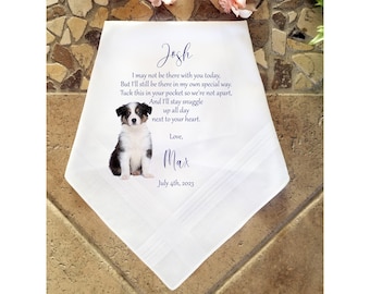 Wedding handkerchief for the Groom or Bride from their pet with photo option