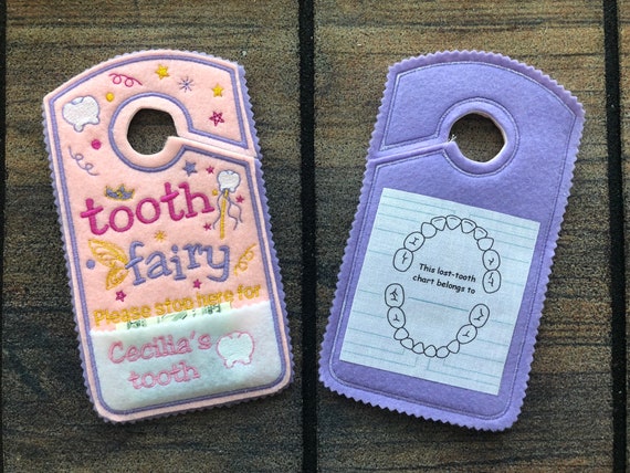 Tooth Fairy Door Hanger With Money Exchange Pocket Tooth Fairy Pillow Alternative For Girls In Feminine Colors