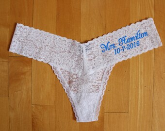 Wedding Mrs Panties, Bridal Lingerie,Bride Low Rise Thongs, Wedding lingerie, panty, something blue, Personalize, Custom, XS - XXL AEFL