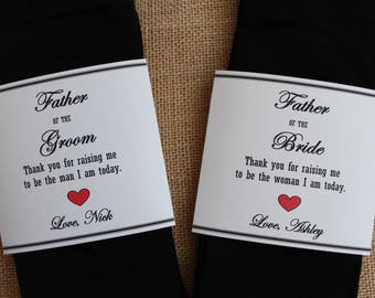 Father of the Bride Father of the Groom Socks Wrapper, Sock Label, DYI Wedding Gift