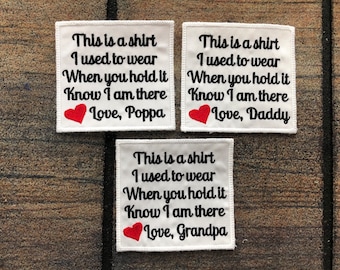 Memory Kissen Applikation Patch Shirt, Gramps, 4 x 4 in Memory Applikation.  Memory Poem Gestickter Aufnäher. Dad Kissen Quadrat Patch