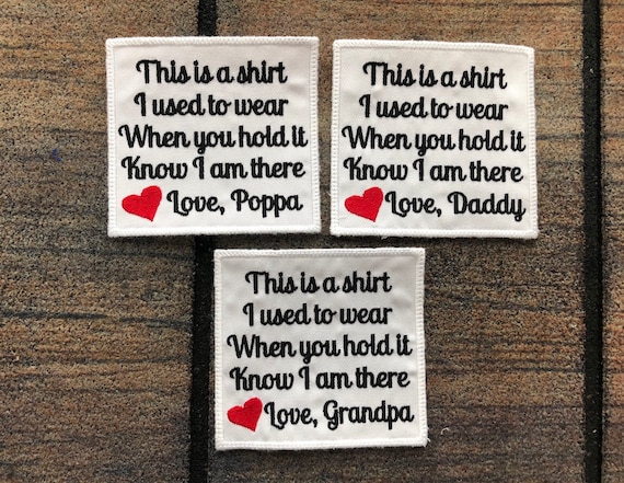Memory Pillow Applique Patch. Shirt I MEMORY Pillow Patch Love Dad or Grandpa