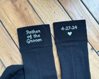 Father of the Groom Gift from Son or Daughter in Law, Black Embroidered Wedding Dress Sock for Father in Law, Thoughtful Dad Wedding Gift