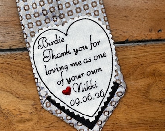 Custom Tie Patch for Step Dad, Heart-Shaped Wedding Embroidered Patch for Step Father