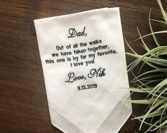 Father of the Bride Gift Personalized, Embroidered wedding handkerchief, Custom pocket square Dad gift