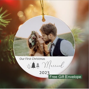 First Christmas Married Personalized Star Christmas Ornament, Custom Christmas Gift for Couples, First Christmas Together