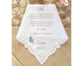 Mother of the Groom Custom Handkerchief from the Bride, Mother in Law Gift from daughter in law, print, Mother of the groom gift from bride