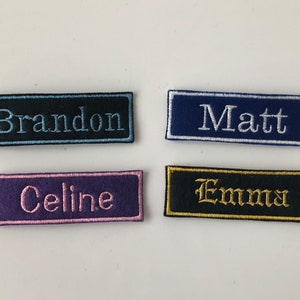 Custom Embroidered Name Patch 3x1 inches, Personalized Patch with Iron On or Hook and Loop Fastener Available