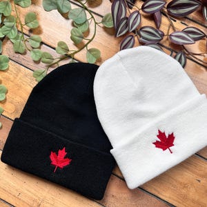 Maple Leaf Canada Toque, Embroidered Patriotic Canadian Beanie, Buy Canadian, Canada Pride Souvenir Gift