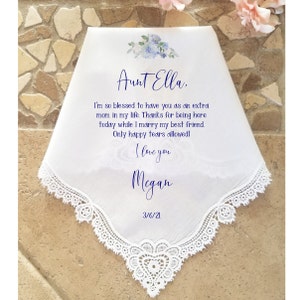Aunt of the Bride Wedding Gift, Wedding Handkerchief, Wedding Hankies-Gift for Aunt