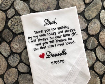 Father of the Bride Gift Personalized, Custom Embroidered wedding handkerchief, Dad wedding gift, Custom pocket square
