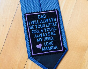 Personalized Embroidered Tie Patch, Father of Bride Gift, Iron-On Option