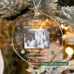 Baby Ultrasound Ornament, I'll Be Snuggled Up In Mommy's Tummy Ornament, Ultrasound Ornament, Expecting Dad Gift, New Dad Gift