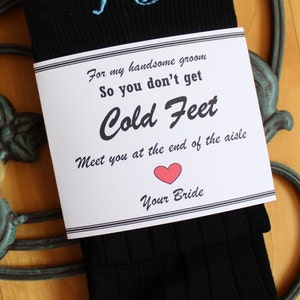 Wedding Sock WRAPPER, Sock Label, DYI Groom Gift from bride, Gift, So you don't get cold feet, wedding gift, sock NOT included,