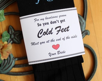 Wedding Sock WRAPPER, Sock Label, DYI Groom Gift from bride, Gift, So you don't get cold feet, wedding gift, sock NOT included,