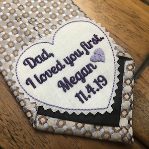 Father of the Bride Embroidered Tie Patch Personalized, Iron-on Patch, Father of the Bride Gift from the Bride