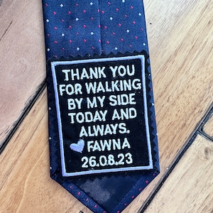 Custom Father of the Bride Gift, Personalized Dad Wedding Tie Patch, Suit label, wedding favor for dad, thank you for walking by my side