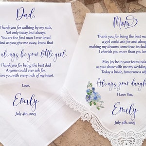 Mother of the Bride Gift & Father of the Bride Gift from the Bride, Mother of Bride Gift, wedding handkerchief from daughter image 2