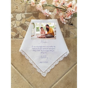 Mutter der Braut Geschenk mit Foto-Option für Hochzeit Taschentuch, personalisiertes Geschenk für Mutter der Braut von der Braut