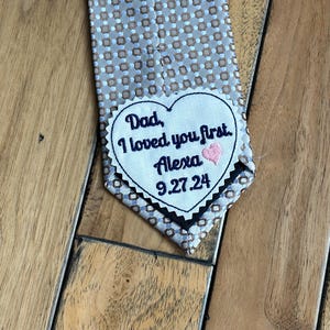 Wedding Tie Patch Dad I loved you first, Father of the Bride tie patch, Personalized heart shaped Tie label