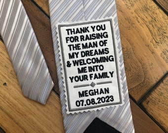 Father of the Groom Gift from the Bride,  Personalized Embroidered tie label with sew-on or iron-on option