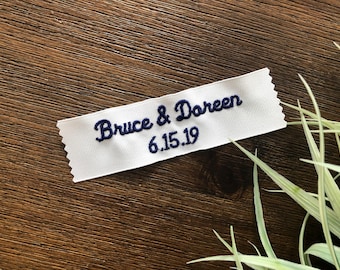 Gepersonaliseerde trouwjurklabel, aangepaste geborduurde bruidspatch