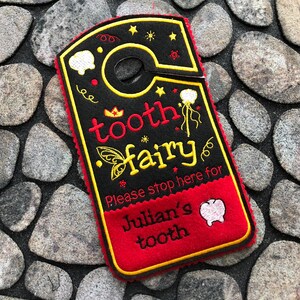 Tooth Fairy Door Hanger with tooth chart and Pocket, Handmade and Personalized Tooth Fairy Door Hanger